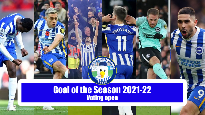 Enock Mwepu, Leandro Trossard, Neal Maupay and Alexis Mac Allister are nominations for Brighton Goal of the Season at the WAB awards 2021-22