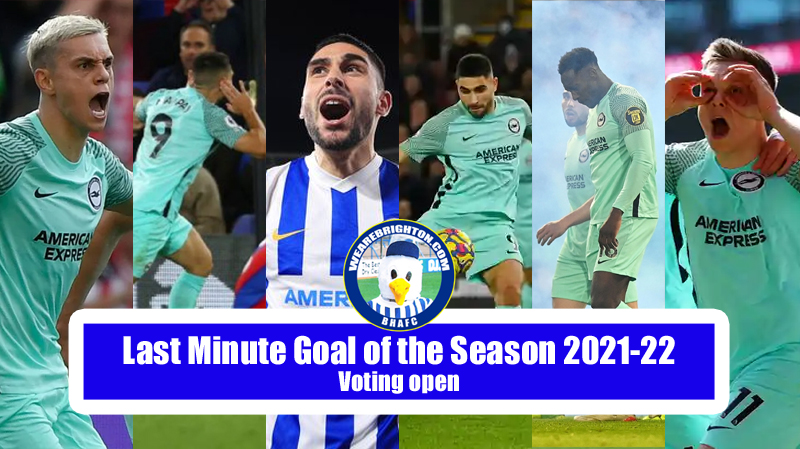 Leandro Trossard, Neal Maupay and Danny Welbeck are nominations for Brighton Last Minute Goal of the Season at the WAB awards 2021-22