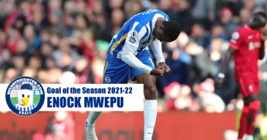 Enock Mwepu away at Liverpool has been voted as WAB Brighton Goal of the Season 2021-22