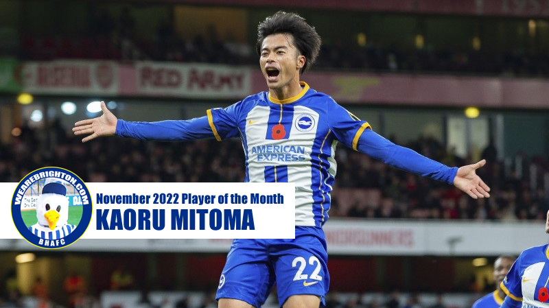 Kaoru Mitoma has been voted as WAB Brighton Player of the Month for November 2022