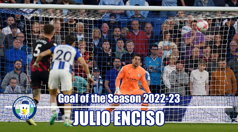 Julio Enciso has won WAB Brighton Goal of the Season 2022-23 for his stunning strike at the Amex against Man City