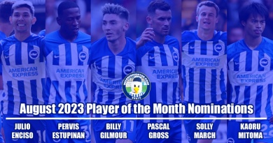 The nominations for the WAB August 2023 Brighton Player of the Month