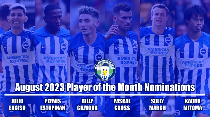 The nominations for the WAB August 2023 Brighton Player of the Month