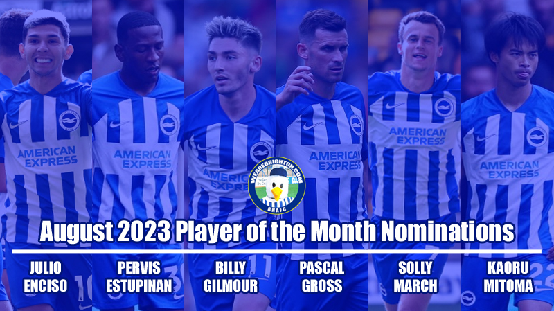 The nominations for the WAB August 2023 Brighton Player of the Month