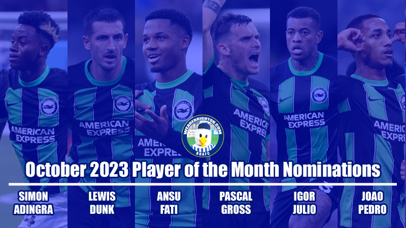 The nominations for the WAB October 2023 Brighton Player of the Month