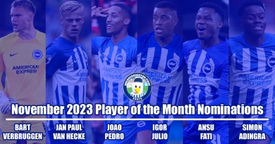 The nominations for the WAB November 2023 Brighton Player of the Month