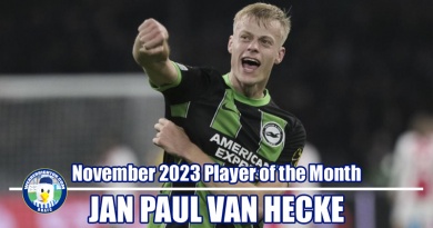 Jan Paul van Hecke has won WAB Brighton November 2023 Player of the Month