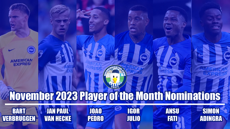 The nominations for the WAB November 2023 Brighton Player of the Month