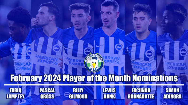 The nominations for the WAB February 2024 Brighton Player of the Month