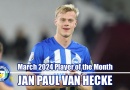 Jan Paul van Hecke has won WAB Brighton March 2024 Player of the Month
