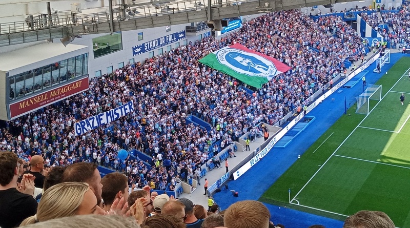 Brighton fans say goodbye to Roberto De Zerbi after the May home game with Manchester United at the end of the 2023-24 season