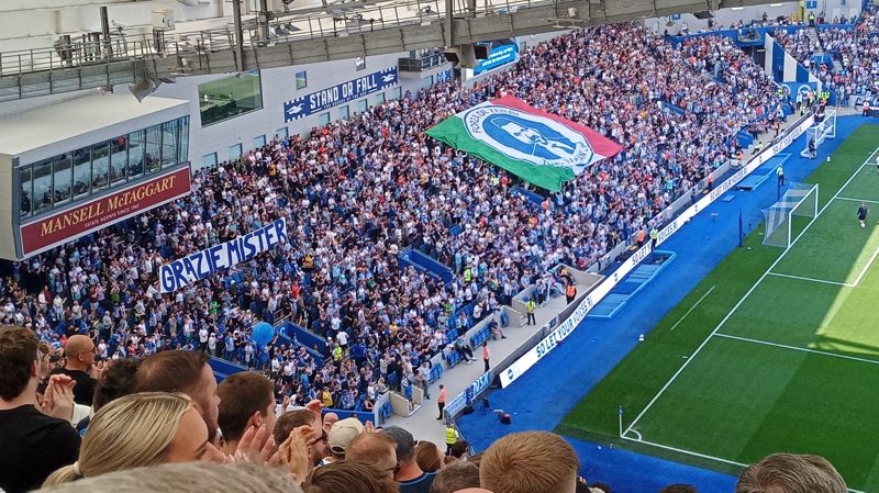 Brighton fans say goodbye to Roberto De Zerbi after the May home game with Manchester United at the end of the 2023-24 season