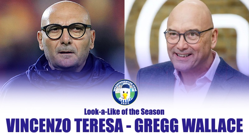 Brighton coach Vincenzo Teresa and Gregg Wallace have been voted WAB Look-a-Like of the Season 2023-24 for the second year running