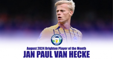 Jan Paul van Hecke has been voted WAB Brighton Player of the Month for August 2024