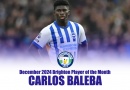 Carlos Baleba has been voted WAB Brighton Player of the Month for December 2024