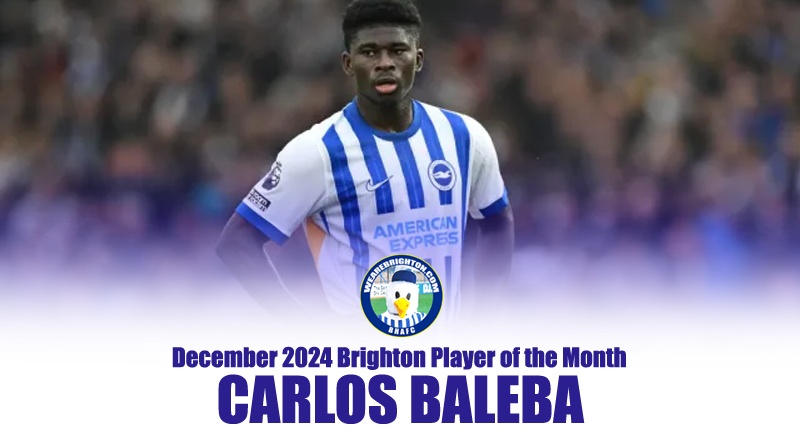 Carlos Baleba has been voted WAB Brighton Player of the Month for December 2024