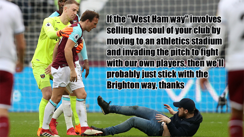 Brighton and Hove Albion host West Ham United at the Amex Stadium