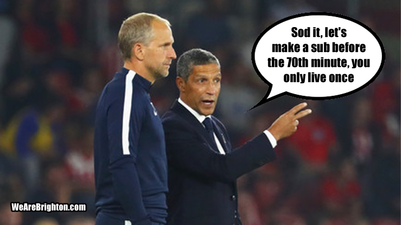 Chris Hughton's two substitutions won the game for Brighton and Hove Albion against Huddersfield Town