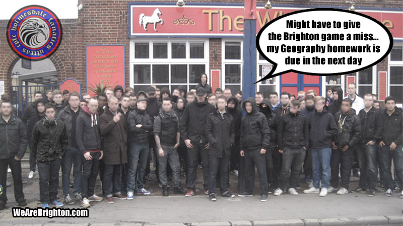 Crystal Palace fans the Homlesdale Fanatics before their game with Brighton