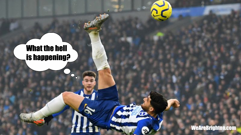 Alireza Jahanbakhsh scores a stunning overhead kick as Brighton draw 1-1 with Chelsea