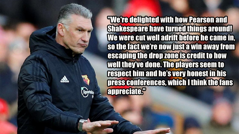 Watford blog The Hornets Nest are delighted with the impact Nigel Pearson has had so far