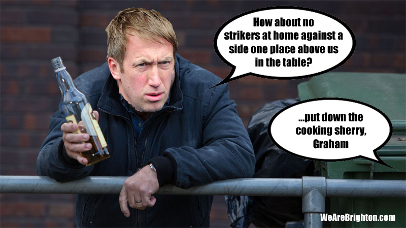 Graham Potter named a Brighton side with no centre forward as the Albion lost 0-1 at the Amex against Arsenal