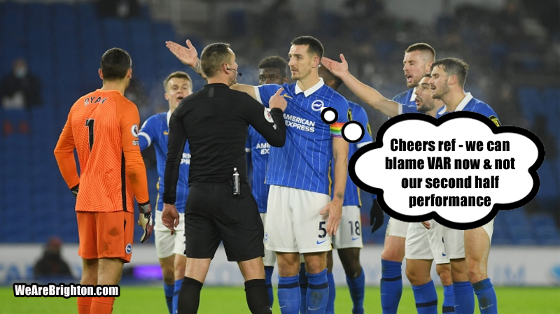 Brighton lost 1-2 at home to Southampton with a woeful second half performance being masked by further VAR controversy