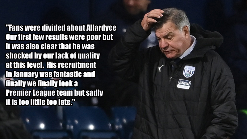 WBA Latest have been impressed by Sam Allardyce's recruitment but think it is too little, too late to keep West Brom up as Brighton travel to the Hawthorns