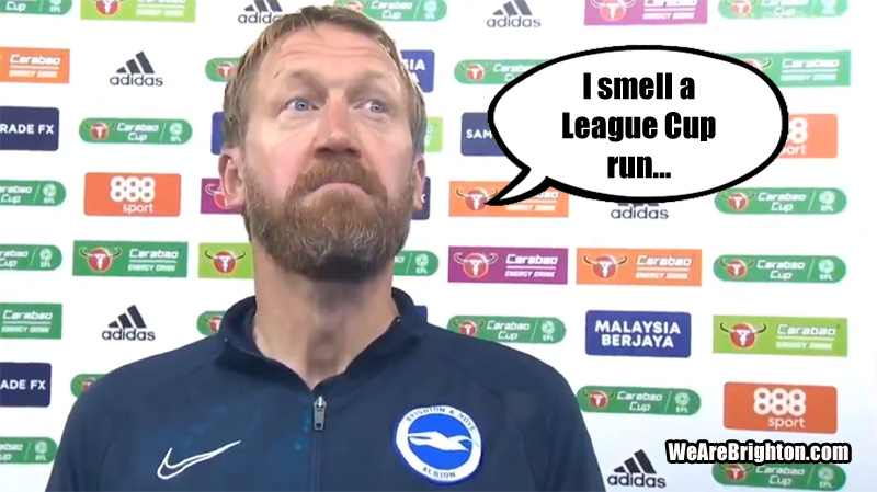 Graham Potter was a happy man after a young Brighton side beat Cardiff City 0-2 to progress in the League Cup