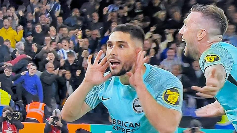 Neal Maupay celebrates scoring a last minute equaliser as Brighton somehow scraped a 1-1 draw against Crystal Palace at Selhurst Park