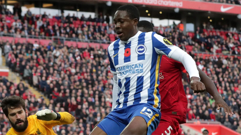 Enock Mwepu topped the player ratings as Brighton drew 2-2 with Liverpool at Anfield