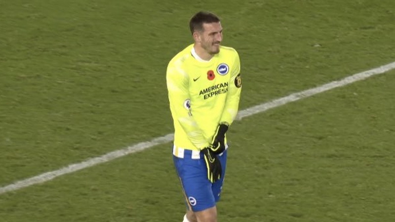 Lewis Dunk ended up in goal following a red card for Robert Sanchez as Brighton drew 1-1 with Newcastle United