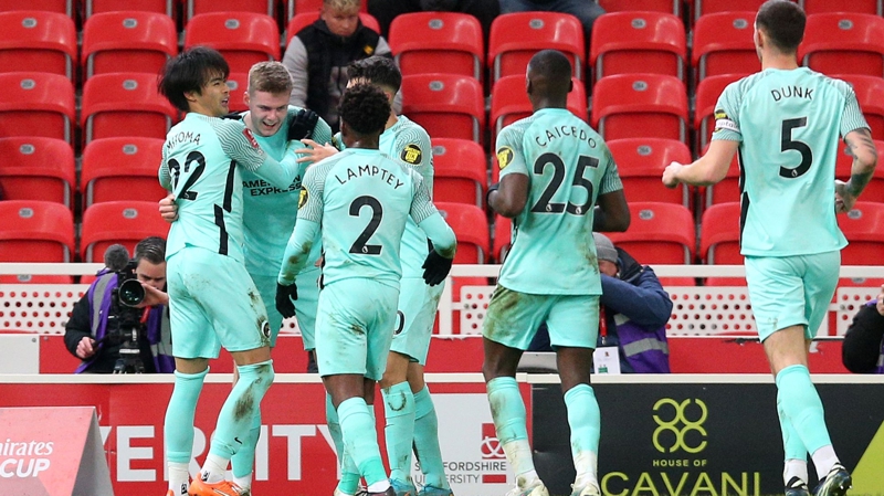 Brighton advanced to the quarter finals of the FA Cup with a 0-1 win away at Stoke City