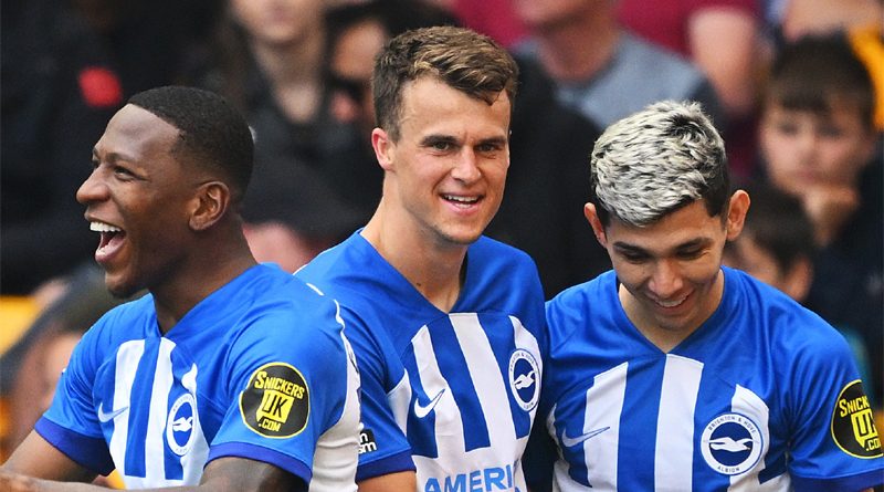 Solly March scored twice for the Albion as it finished Wolves 1-4 Brighton at Molineux