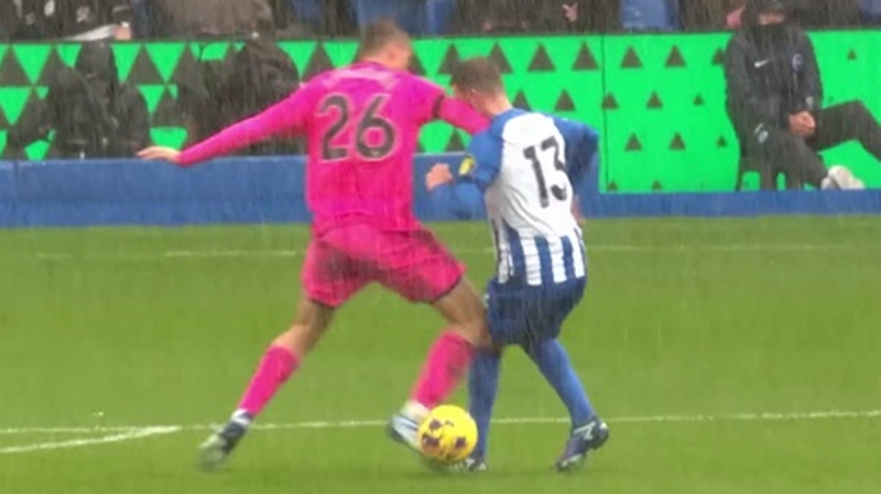 Pascal Gross received an elbow to the face from Joao Palhinha during Brighton 1-1 Fulham