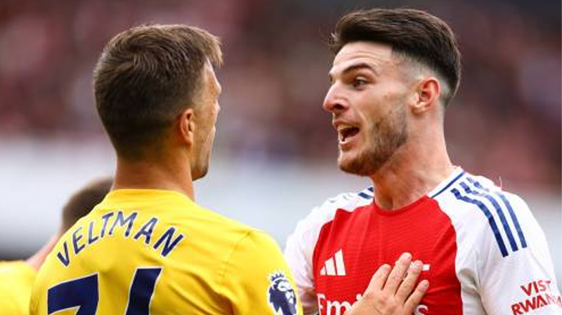 Joel Veltman topped the Arsenal 1-1 Brighton ratings after playing a part in the Declan Rice red card