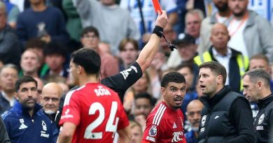 Fabian Hurzelerr was sent off in Brighton 2-2 Nottingham Forest