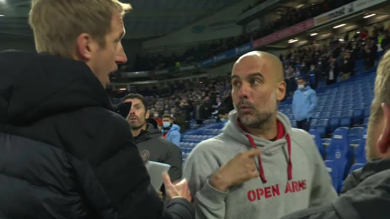 Pep Guardiola loses his mind at Graham Potter as Brighton beat Manchester City 3-2 at the Amex