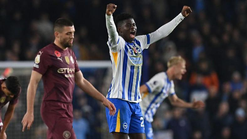 Carlos Baleba topped the Brighton 2-1 Man City ratings having only come off the bench at half time