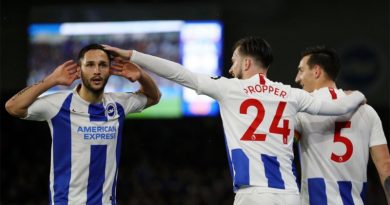 Florin Andone celebrates scoring Brighton's third against Crystal Palace