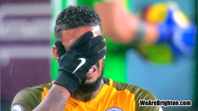 Jurgen Locadia cannot believe he has missed again for Brighton