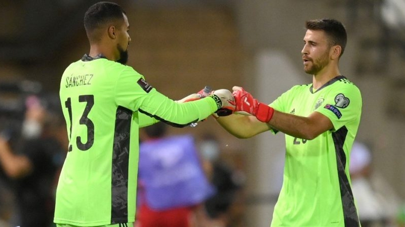 Brighton goalkeeper Robert Sanchez made his debut for Spain as a second half substitute in a 4-0 win over Georgia