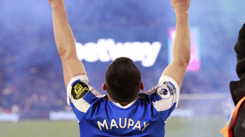 Neal Maupay celebrates his late goal against West Ham United when Brighton drew 1-1 at the London Stadium