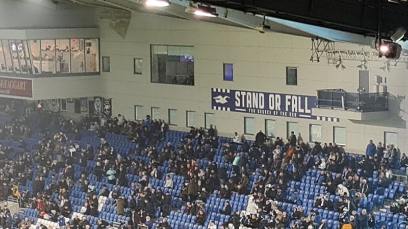 The Amex Stadium was half empty as supporters stayed away from Brighton losing 0-1 against Wolves