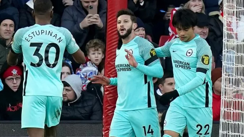 Adam Lallana scored against his former club Southampton as Brighton won 3-1 at St Mary's