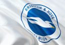 Brighton & Hove Albion crest on a white flag