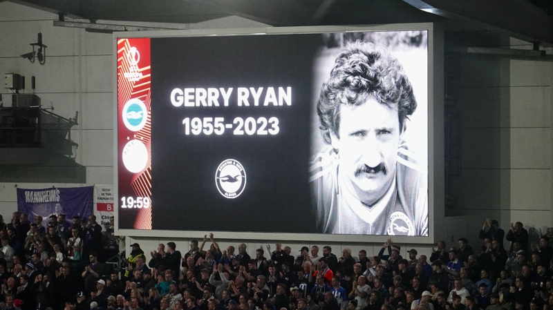 The Amex pays tribute to Brighton midfielder Gerry Ryan before the Albion beat Ajax 2-0