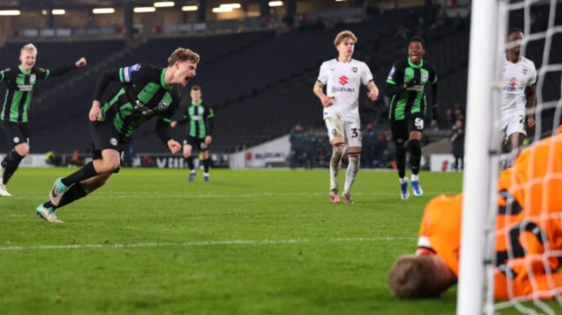 Brighton Under 21s won through in the EFL Trophy thanks to a 4-0 win at MK Dons