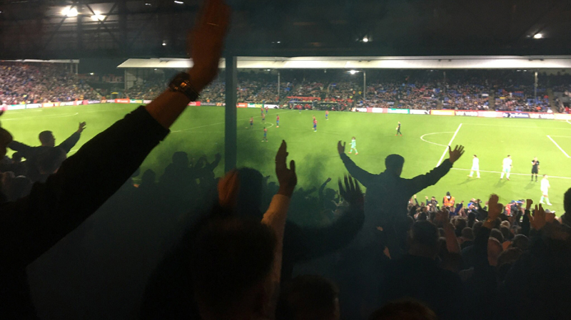 Brighton fans at Selhurst Park for an away game with Crystal Palace