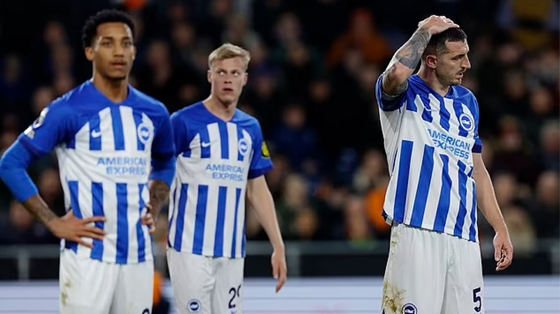 Brighton players cannot believe it after losing 4-0 to Luton Town